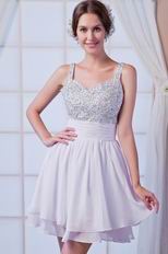 Hot Sell Straps Beaded Bodice Ivory Short Party Dress