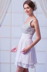 Hot Sell Straps Beaded Bodice Ivory Short Party Dress