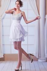 Hot Sell Straps Beaded Bodice Ivory Short Party Dress