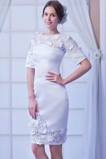 Modest Jewel/Scoop Neck Short White Prom Dress With 1/2 Sleeves