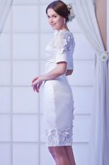 Modest Jewel/Scoop Neck Short White Prom Dress With 1/2 Sleeves