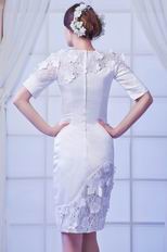 Modest Jewel/Scoop Neck Short White Prom Dress With 1/2 Sleeves