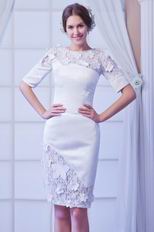 Modest Jewel/Scoop Neck Short White Prom Dress With 1/2 Sleeves