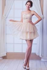 Beautiful Ruched Bodice With Crystal Cascade Short Skirt Prom Dress