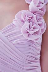 Sexy One Shoulder Rosette Strap Lilac Ruched Short Prom Dress