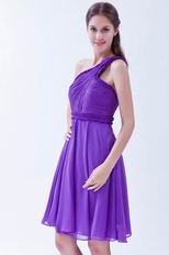 Noble One Shoulder Ruched Bright Blue Violet Short Prom Dress