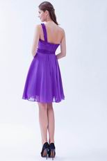 Noble One Shoulder Ruched Bright Blue Violet Short Prom Dress