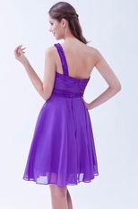 Noble One Shoulder Ruched Bright Blue Violet Short Prom Dress