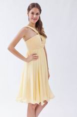 Elegant Straps Ruched Bodice A-line Skirt Yellow Short Prom Dress