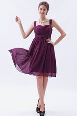 Pretty Straps Ruched Skirt Mini Plum Prom Dress For Girl