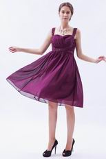 Pretty Straps Ruched Skirt Mini Plum Prom Dress For Girl