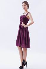 Pretty Straps Ruched Skirt Mini Plum Prom Dress For Girl