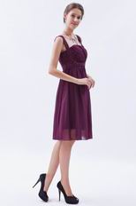 Pretty Straps Ruched Skirt Mini Plum Prom Dress For Girl