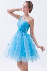 Sexy Appliqu Short/Mini Length Auqa Blue Dresses For Prom