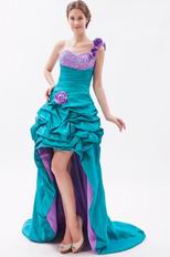 Popular Flowers Strap Asymmtrical High Low Skirt Prom Dress