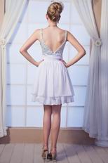 Sexy Straps Beading Knee Length Skirt Light Lavender Prom Dress