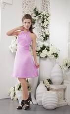 Lilac High-neck Knee-length Short Prom Dress Under 100 US Dollar