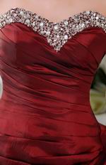 Sweetheart Neck Beaded Burgundy Taffeta Prom Party Short Dress