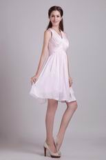 Top Designer Cross Back Short Dress For Prom Party In Baby Pink