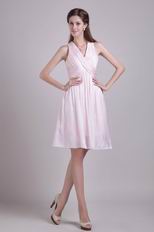 Top Designer Cross Back Short Dress For Prom Party In Baby Pink