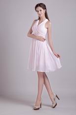 Top Designer Cross Back Short Dress For Prom Party In Baby Pink