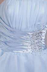 Strapless Baby Blue Organza A-line Short Skirt Prom Dress Online