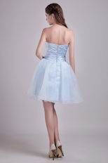 Strapless Baby Blue Organza A-line Short Skirt Prom Dress Online