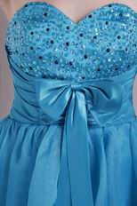Teal Blue Organza A-line Skirt Short Prom Dress By Top Designer