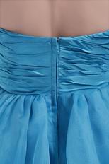 Teal Blue Organza A-line Skirt Short Prom Dress By Top Designer