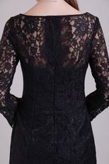 Black Scoop Neck Long Lace Sleeves Short Prom Dress Online