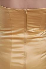 Strapless Pleated Column Silhouette Golden Stain Short Prom Dress