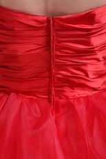 Beaded Strapless Knne Length Red Organza Short Celebrity Dress