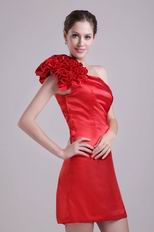 One Shoulder Mini Skirt Scarlet Stain Short Prom Party Dress