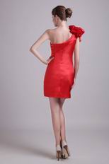 One Shoulder Mini Skirt Scarlet Stain Short Prom Party Dress