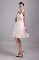 Beaded Short Chiffon Prom Dress Light Yellow With Halter