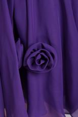 Eggplant V-neck Short Chiffon Prom Dress With Handcrafted Flower