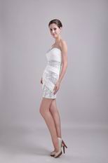 Sweetheart Mini-length White Short Prom Dress With Sequin Fabric
