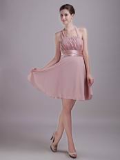 Designer Short Prom Dress Made By Pearl Pink Chiffon Fabric