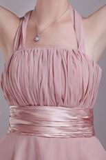 Designer Short Prom Dress Made By Pearl Pink Chiffon Fabric