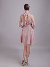Designer Short Prom Dress Made By Pearl Pink Chiffon Fabric