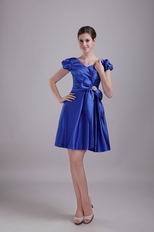 A-line Skirt Discount Short Taffeta Prom Dress In Royal Blue