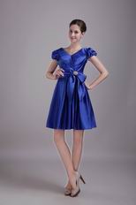 A-line Skirt Discount Short Taffeta Prom Dress In Royal Blue