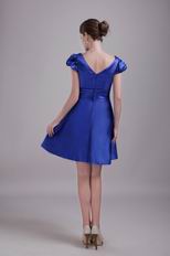 A-line Skirt Discount Short Taffeta Prom Dress In Royal Blue