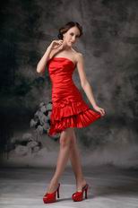 Strapless Scarlet Mini-length Prom Dress For Girls Wear