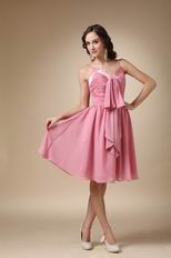 Spaghetti StrapsDark Pink Knee-length Short Prom Dress Wholesale