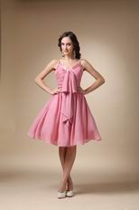 Spaghetti StrapsDark Pink Knee-length Short Prom Dress Wholesale