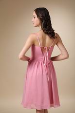 Spaghetti StrapsDark Pink Knee-length Short Prom Dress Wholesale