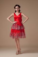 V Neck Corset Back Sequined Red Short Prom Dress In Texas