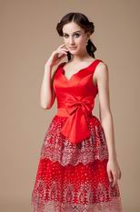 V Neck Corset Back Sequined Red Short Prom Dress In Texas