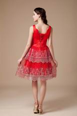 V Neck Corset Back Sequined Red Short Prom Dress In Texas